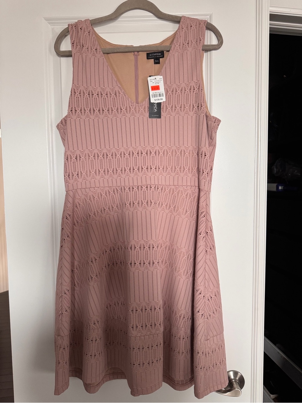 le chateau Dusty Rose Crochet Fit & Flare Dress